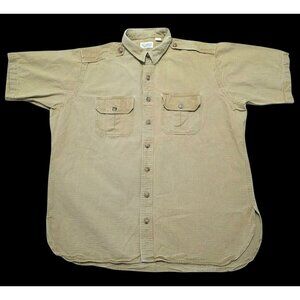 Vintage J Peterman Shirt Faded Short Sleeve Button-Up Utility Work Mens XL USA